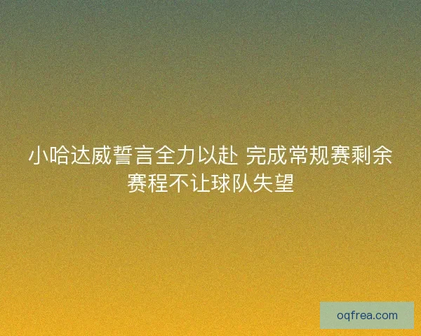 小哈达威誓言全力以赴 完成常规赛剩余赛程不让球队失望